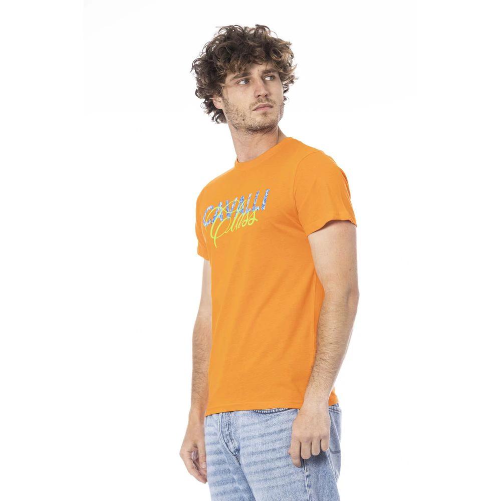 Cavalli Class Orange Cotton Men T-Shirt by Cavalli Class
