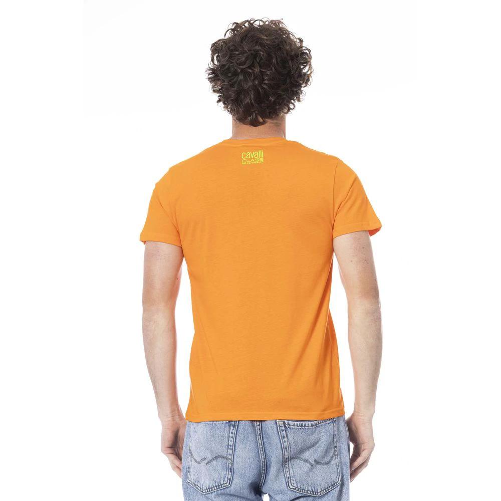 Cavalli Class Orange Cotton Men T-Shirt by Cavalli Class