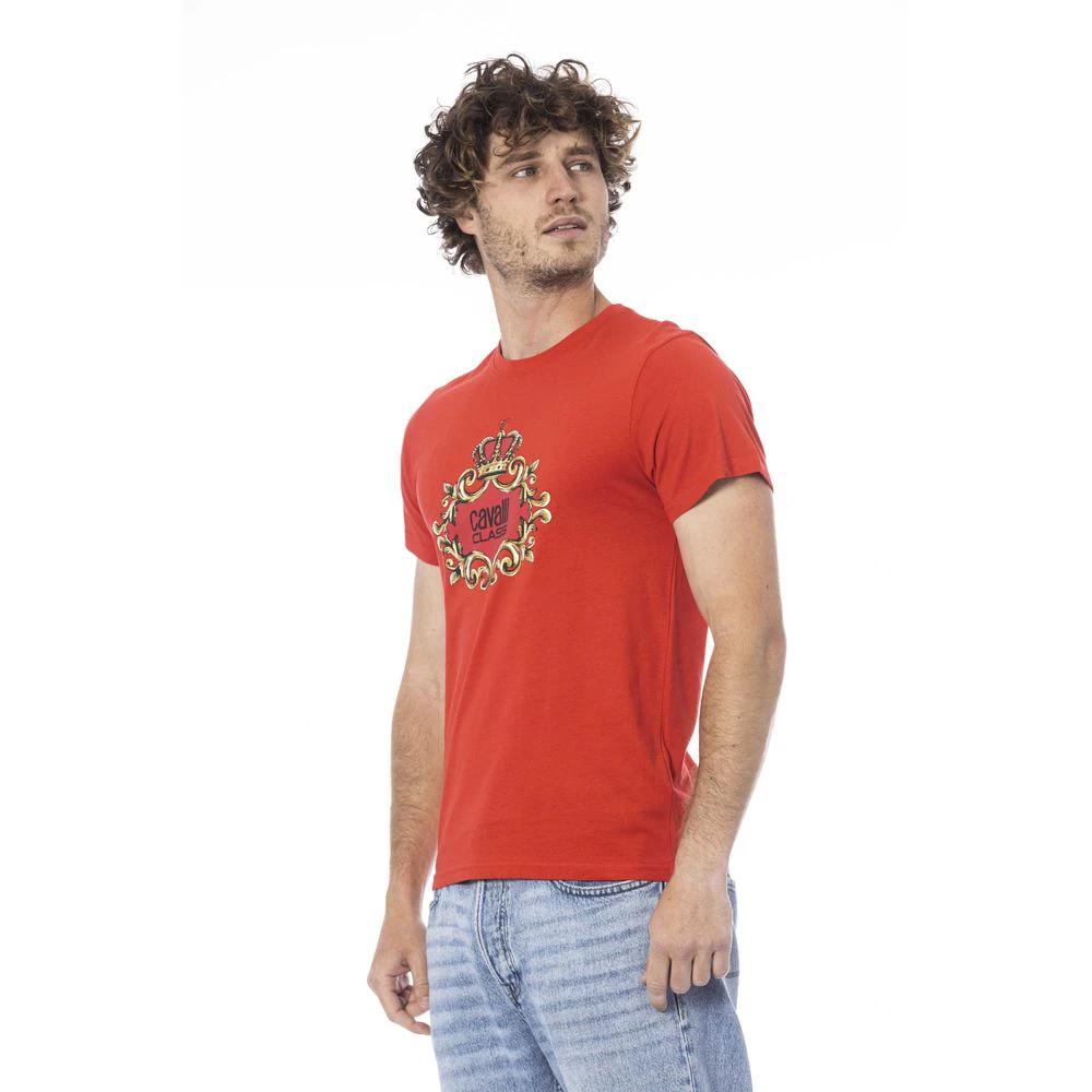 Cavalli Class Red Cotton Men T-Shirt by Cavalli Class