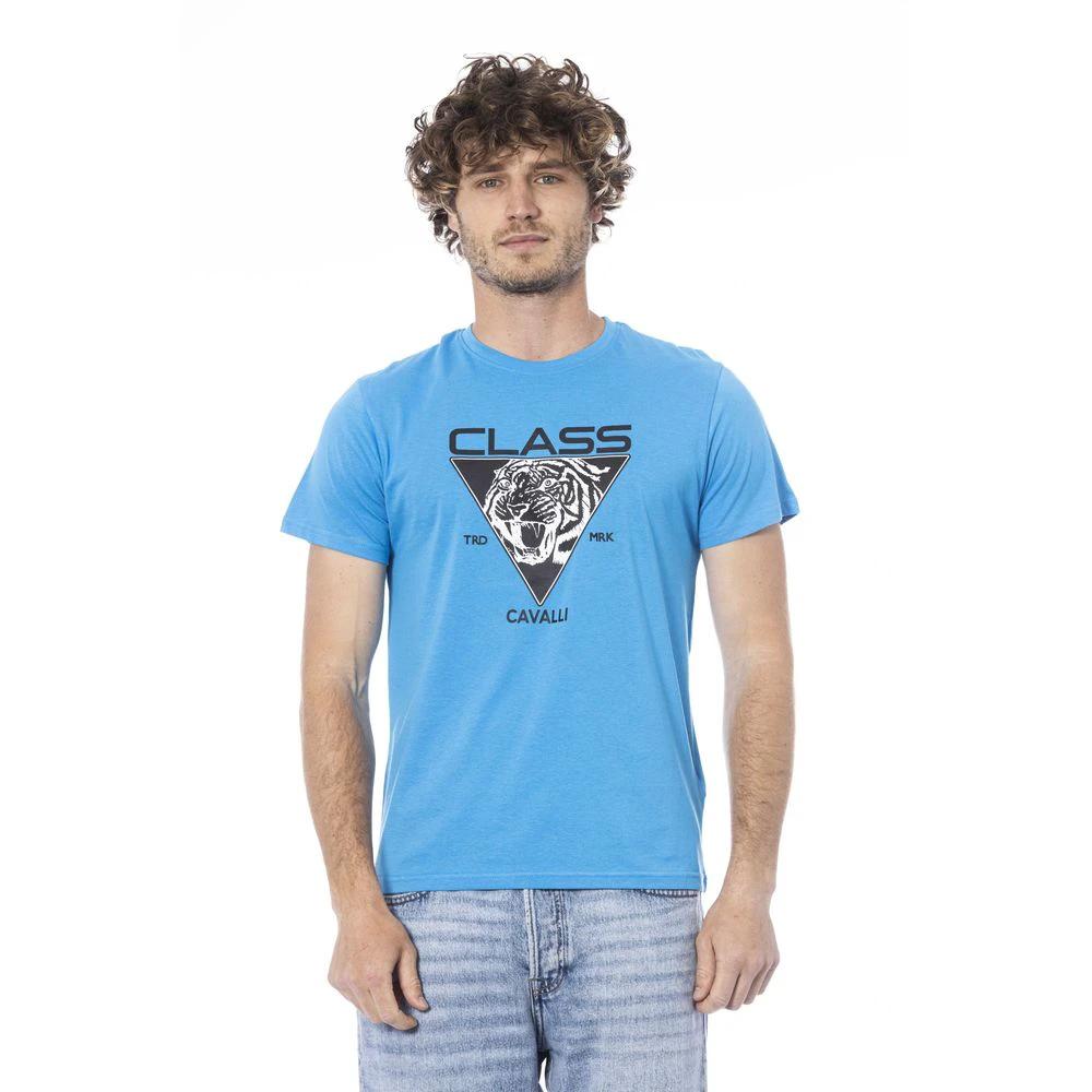 Cavalli Class Light Blue Cotton Men T-Shirt by Cavalli Class