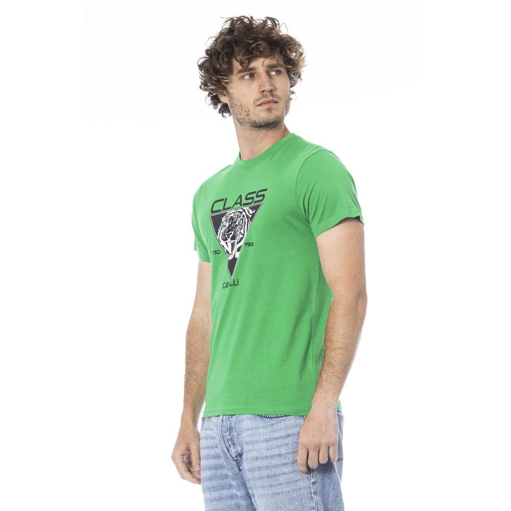 Cavalli Class Green Cotton Men T-Shirt by Cavalli Class