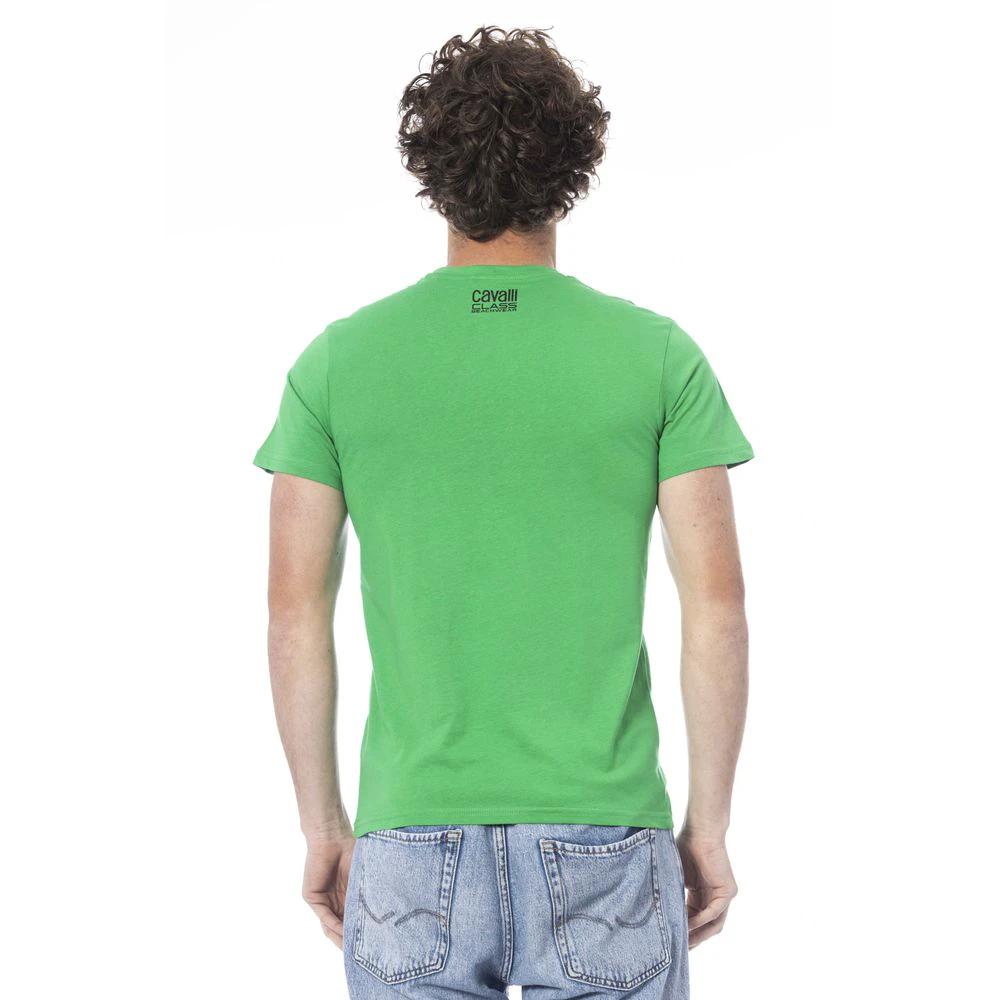 Cavalli Class Green Cotton Men T-Shirt by Cavalli Class