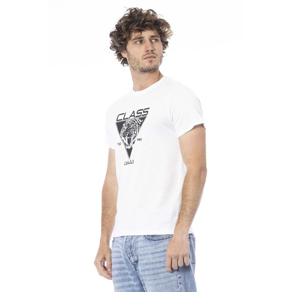 Cavalli Class White Cotton Men T-Shirt by Cavalli Class
