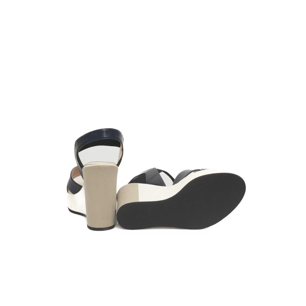 Cerruti 1881 Blue Calfskin Women Sandal by Cerruti 1881