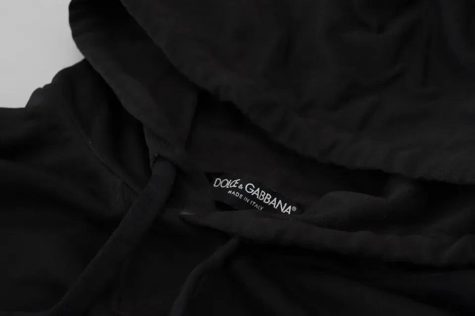 Dolce & Gabbana Black Cotton Logo Hooded Sweatshirt Sweater by Dolce & Gabbana