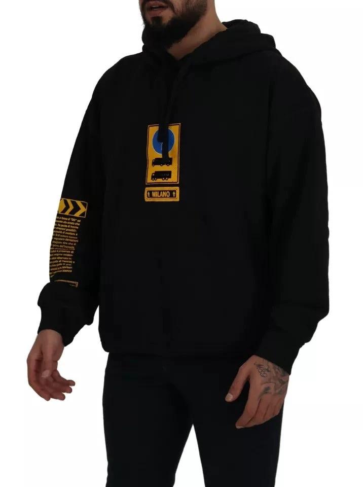 Dolce & Gabbana Black Cotton Logo Hooded Sweatshirt Sweater by Dolce & Gabbana