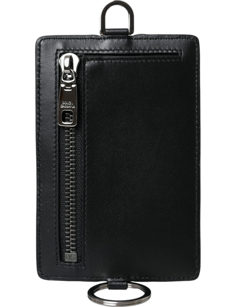 Dolce & Gabbana Black Calf Leather Lanyard Logo Card Holder Men Wallet by Dolce & Gabbana
