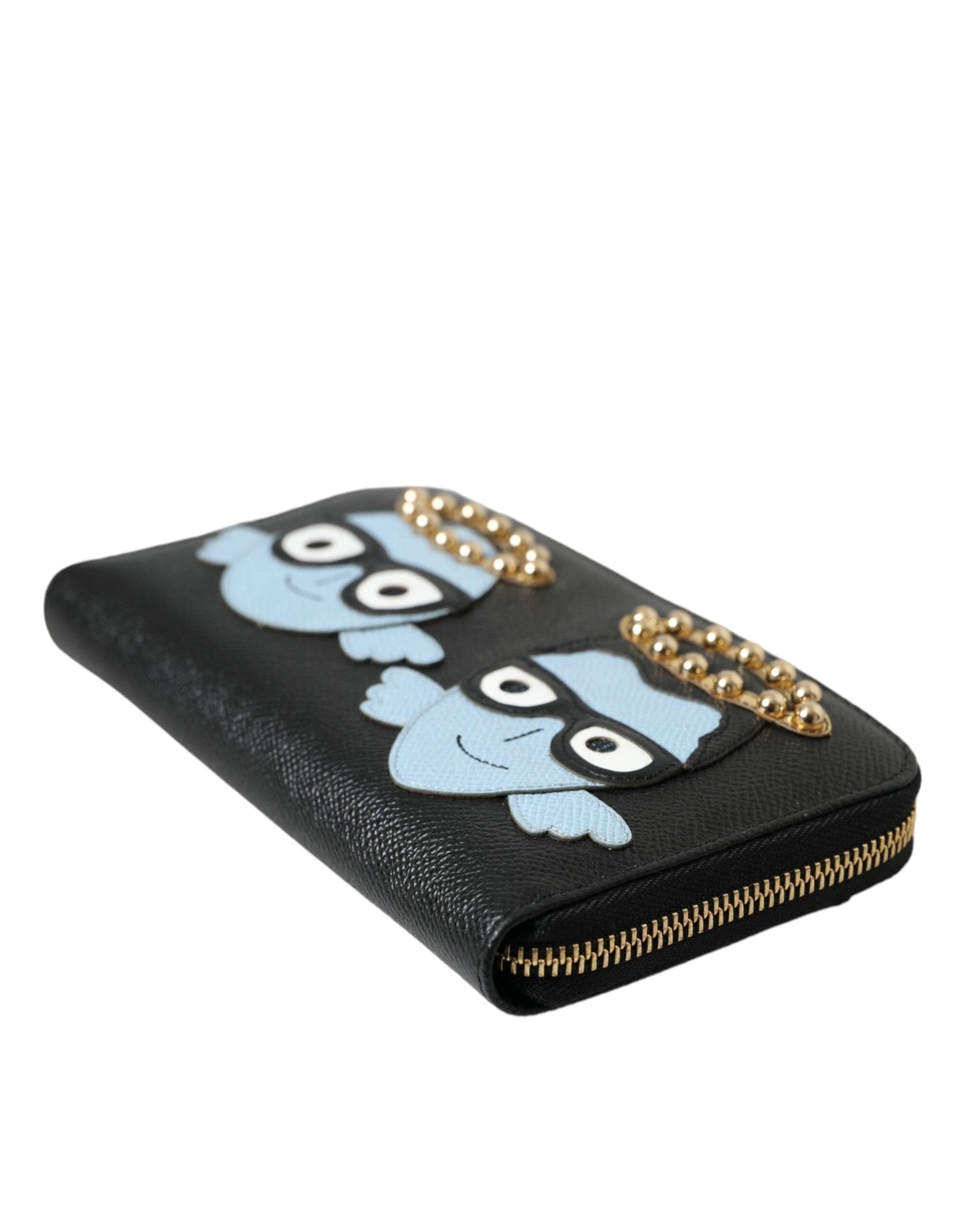 Dolce & Gabbana Black Blue Leather #DGFAMILY Zipper Continental Men Wallet by Dolce & Gabbana