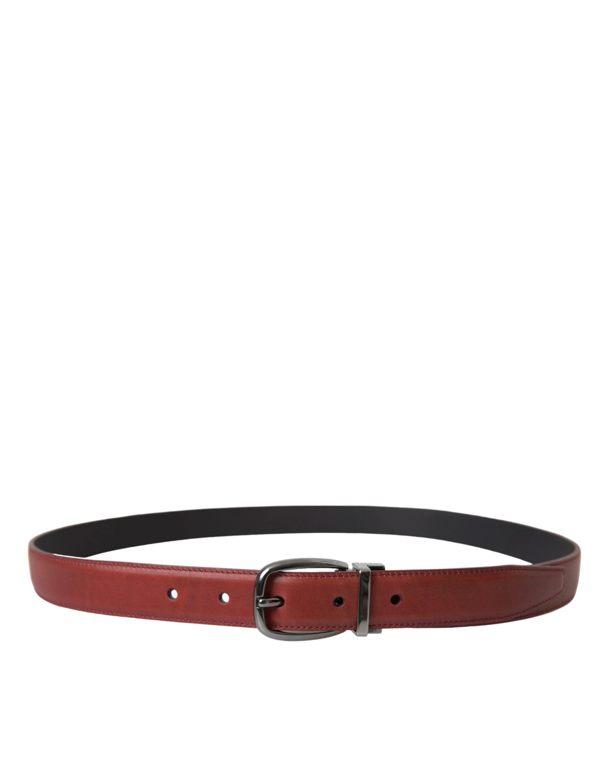 Dolce & Gabbana Brown Leather Silver Metal Buckle Belt Men by Dolce & Gabbana
