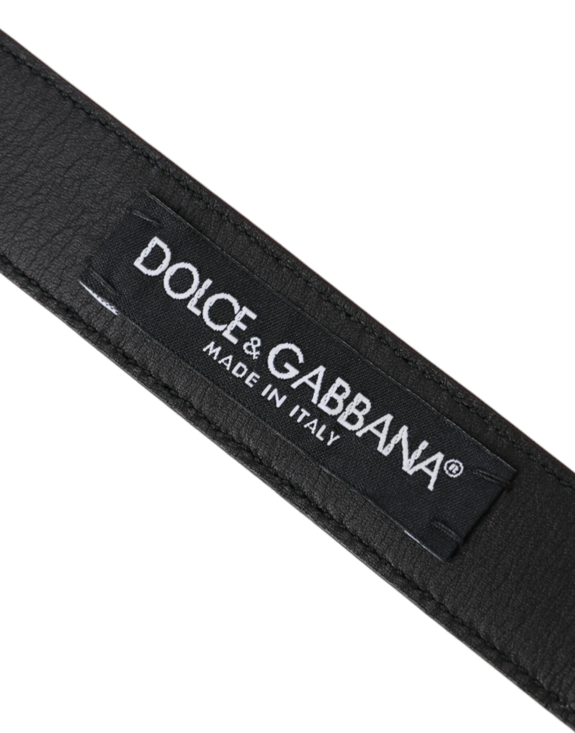 Dolce & Gabbana Brown Leather Silver Metal Buckle Belt Men by Dolce & Gabbana