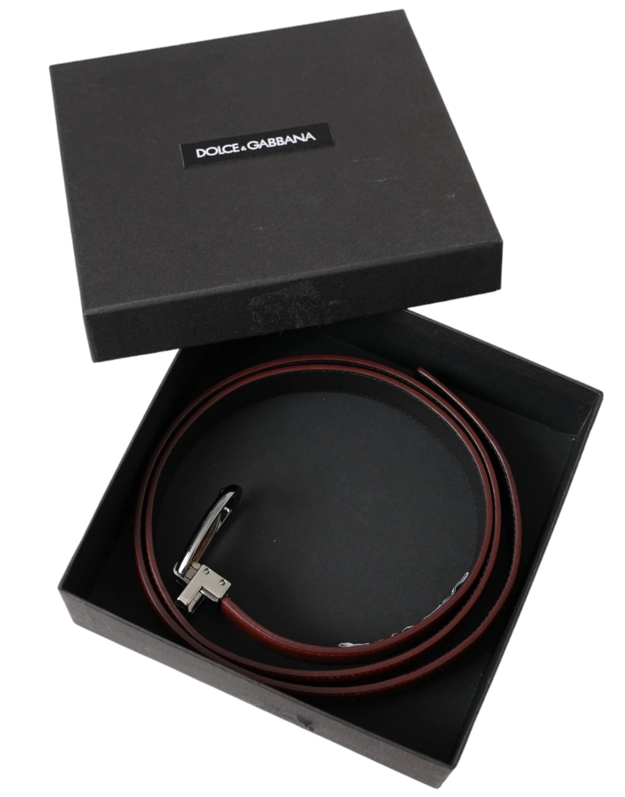 Dolce & Gabbana Brown Leather Silver Metal Buckle Belt Men by Dolce & Gabbana