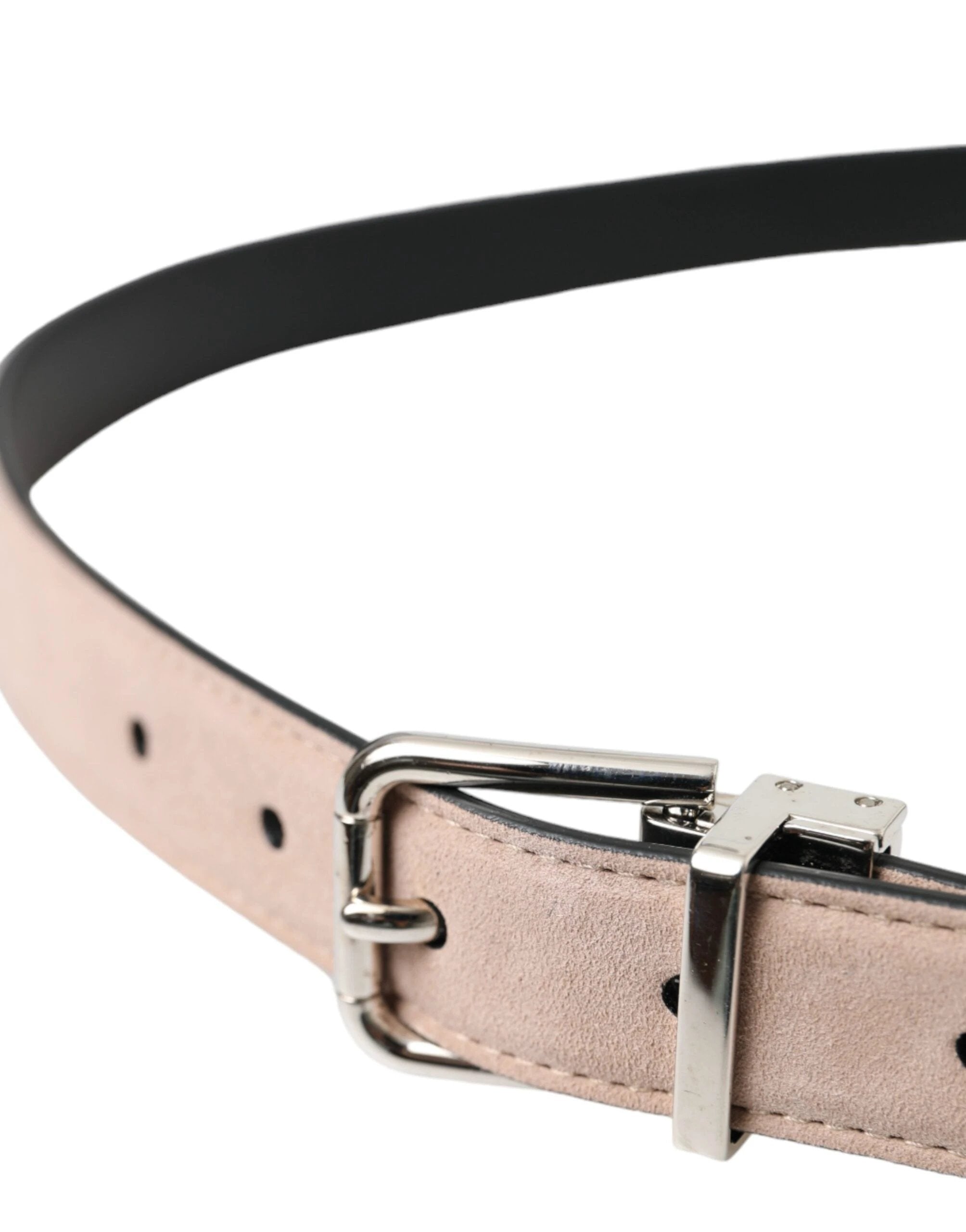 Dolce & Gabbana Beige Suede Leather Silver Buckle Belt Men by Dolce & Gabbana