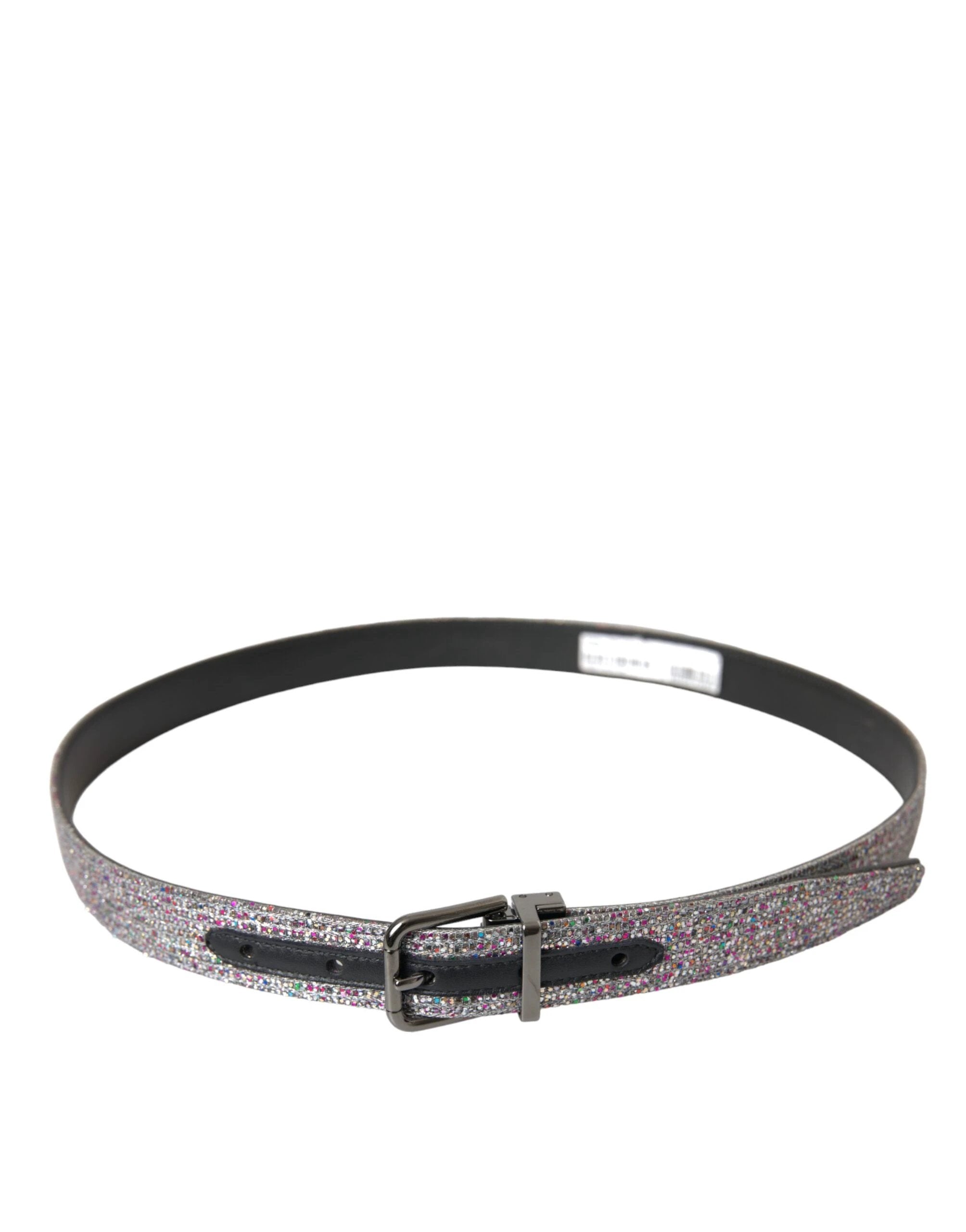 Dolce & Gabbana Multicolor Embellished Silver Metal Buckle Belt by Dolce & Gabbana