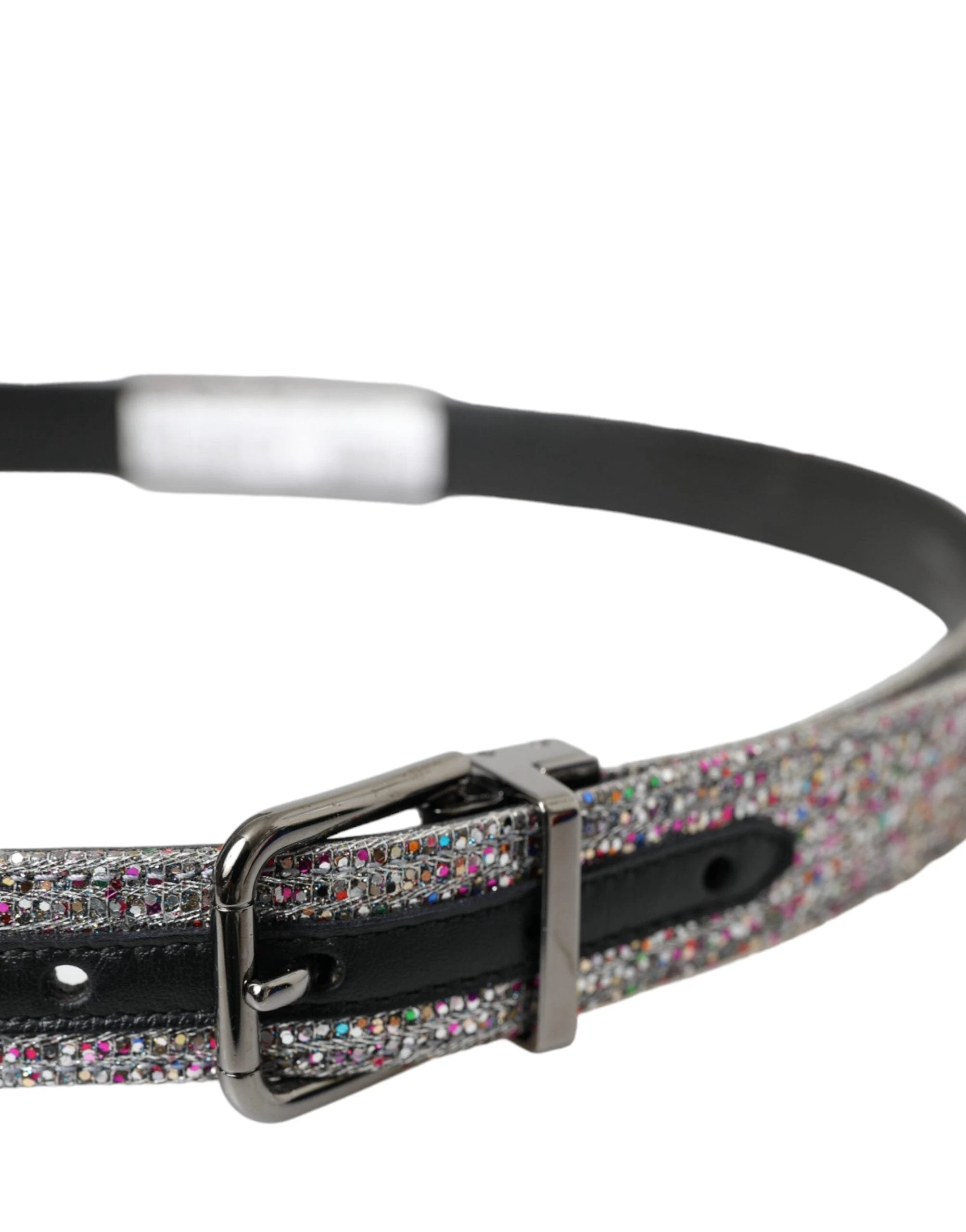 Dolce & Gabbana Multicolor Embellished Silver Metal Buckle Belt by Dolce & Gabbana