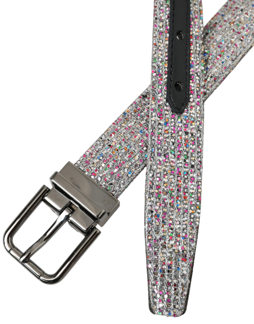 Dolce & Gabbana Multicolor Embellished Silver Metal Buckle Belt by Dolce & Gabbana