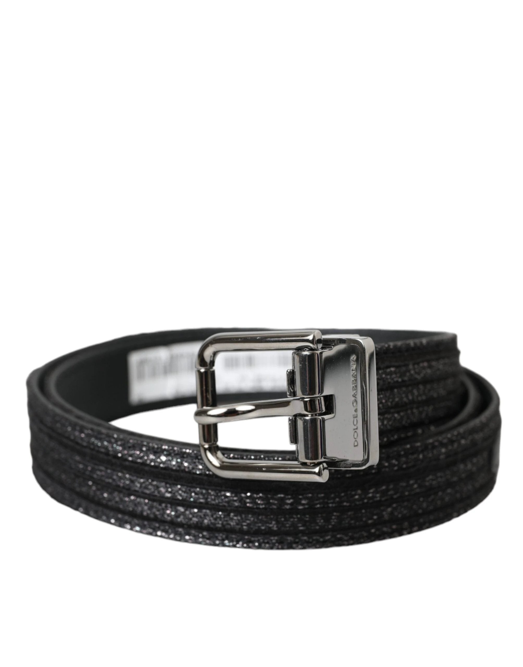 Dolce & Gabbana Black Jacquard Stripes Silver Metal Buckle Belt by Dolce & Gabbana