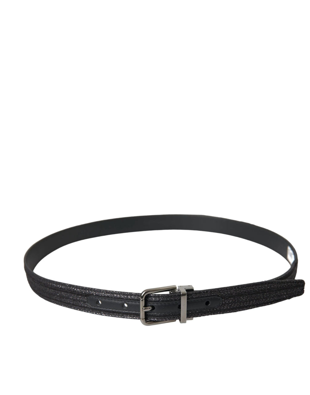 Dolce & Gabbana Black Jacquard Stripes Silver Metal Buckle Belt by Dolce & Gabbana