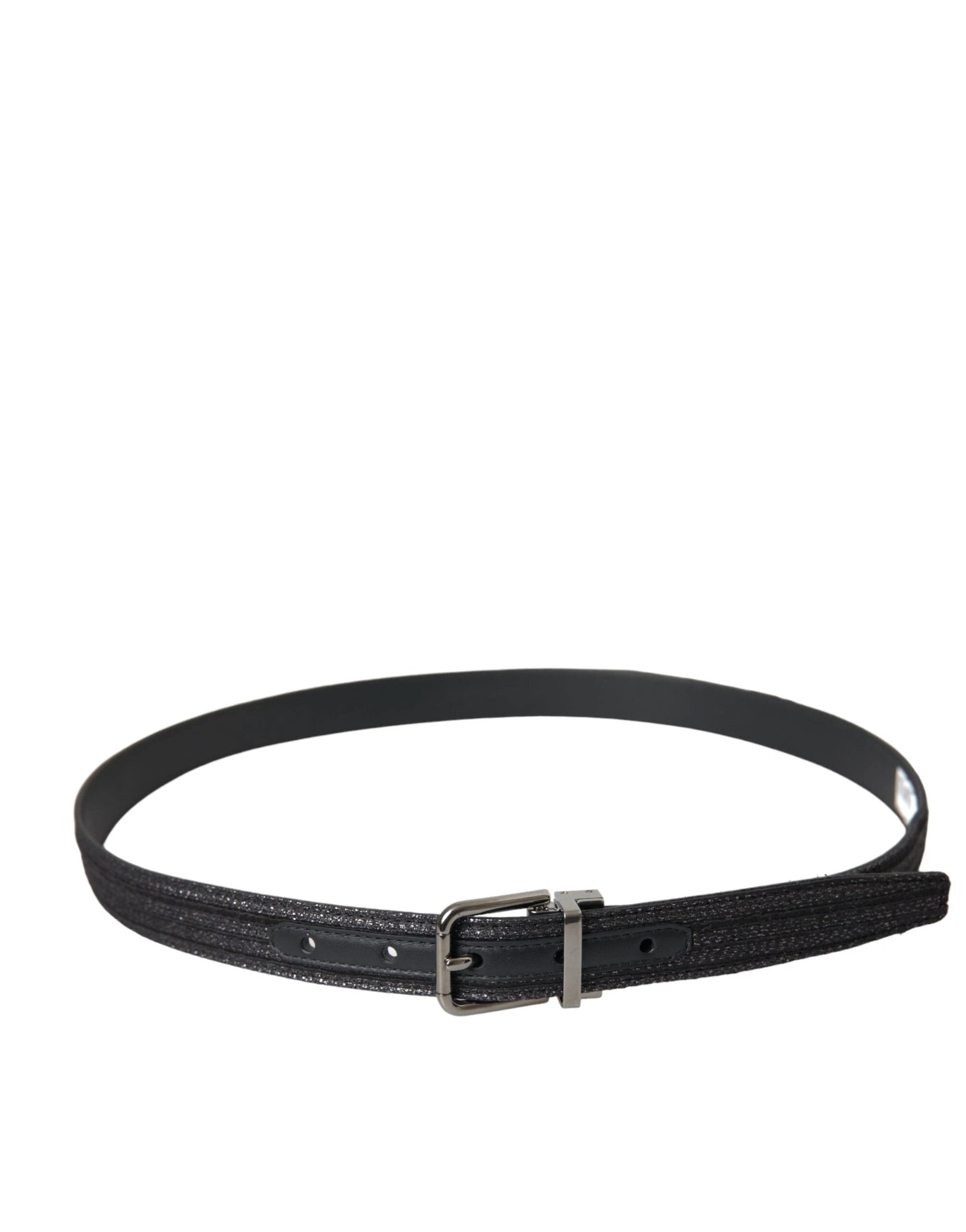 Dolce & Gabbana Black Jacquard Stripes Silver Metal Buckle Belt by Dolce & Gabbana