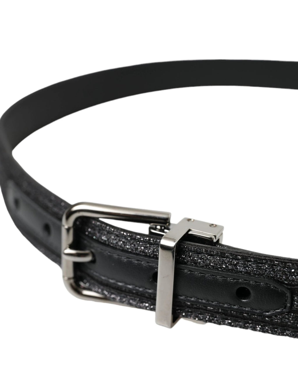 Dolce & Gabbana Black Jacquard Stripes Silver Metal Buckle Belt by Dolce & Gabbana