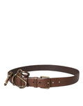 Dolce & Gabbana Brown Calf Leather Gold Metal Buckle Belt Men by Dolce & Gabbana