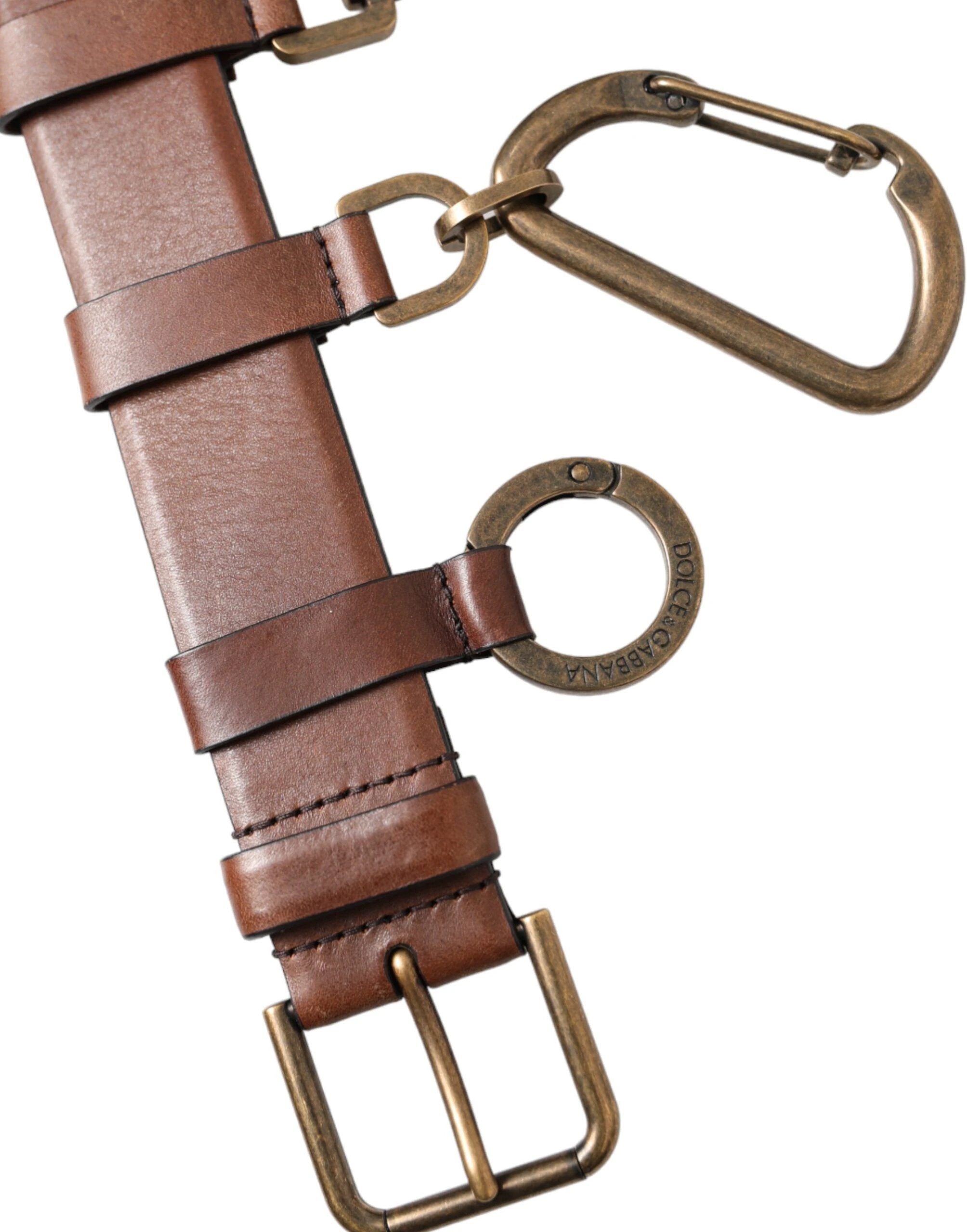 Dolce & Gabbana Brown Calf Leather Gold Metal Buckle Belt Men by Dolce & Gabbana