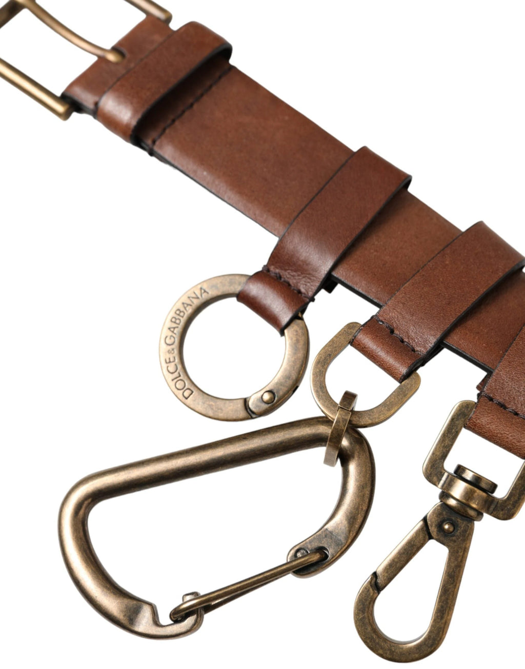 Dolce & Gabbana Brown Calf Leather Gold Metal Buckle Belt Men by Dolce & Gabbana