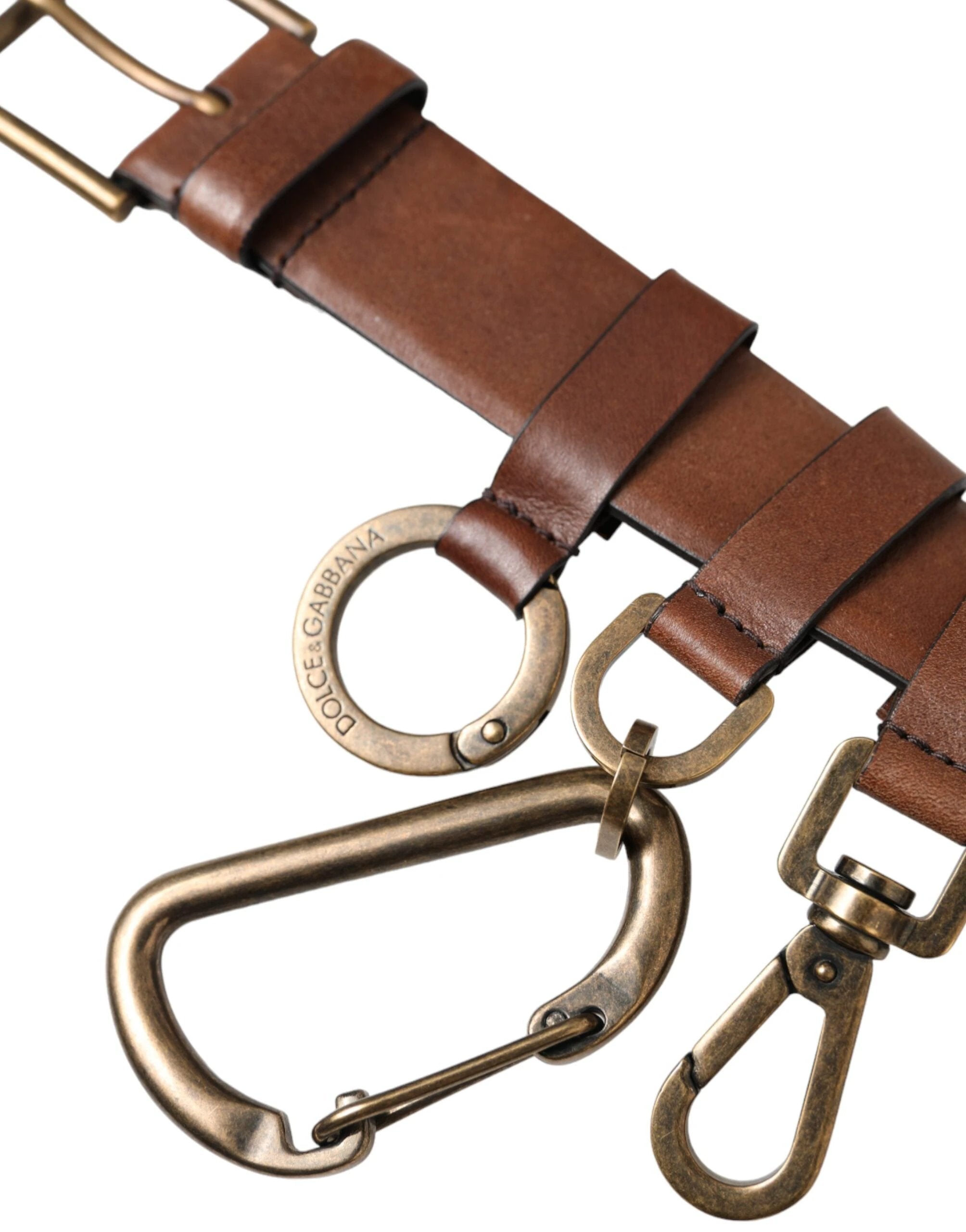 Dolce & Gabbana Brown Calf Leather Gold Metal Buckle Belt Men by Dolce & Gabbana