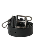 Dolce & Gabbana Black Calf Leather Silver Metal Buckle Belt by Dolce & Gabbana
