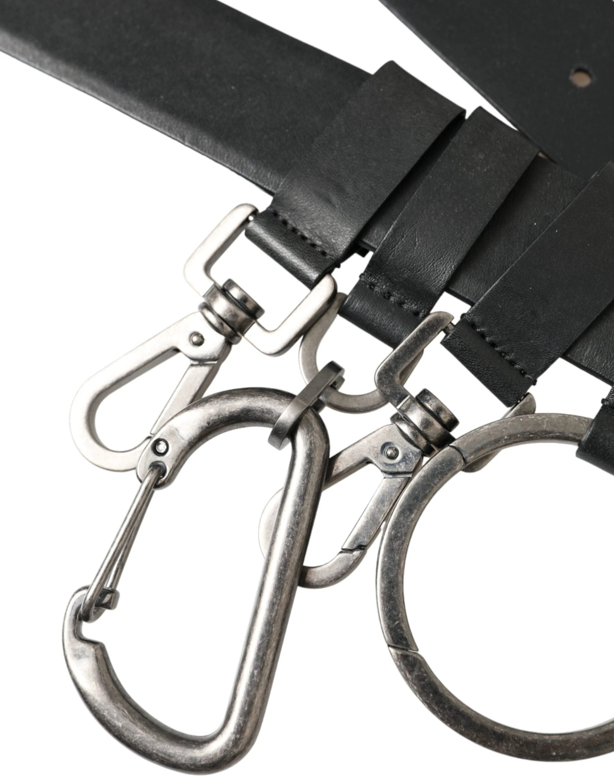 Dolce & Gabbana Black Calf Leather Silver Metal Buckle Belt by Dolce & Gabbana