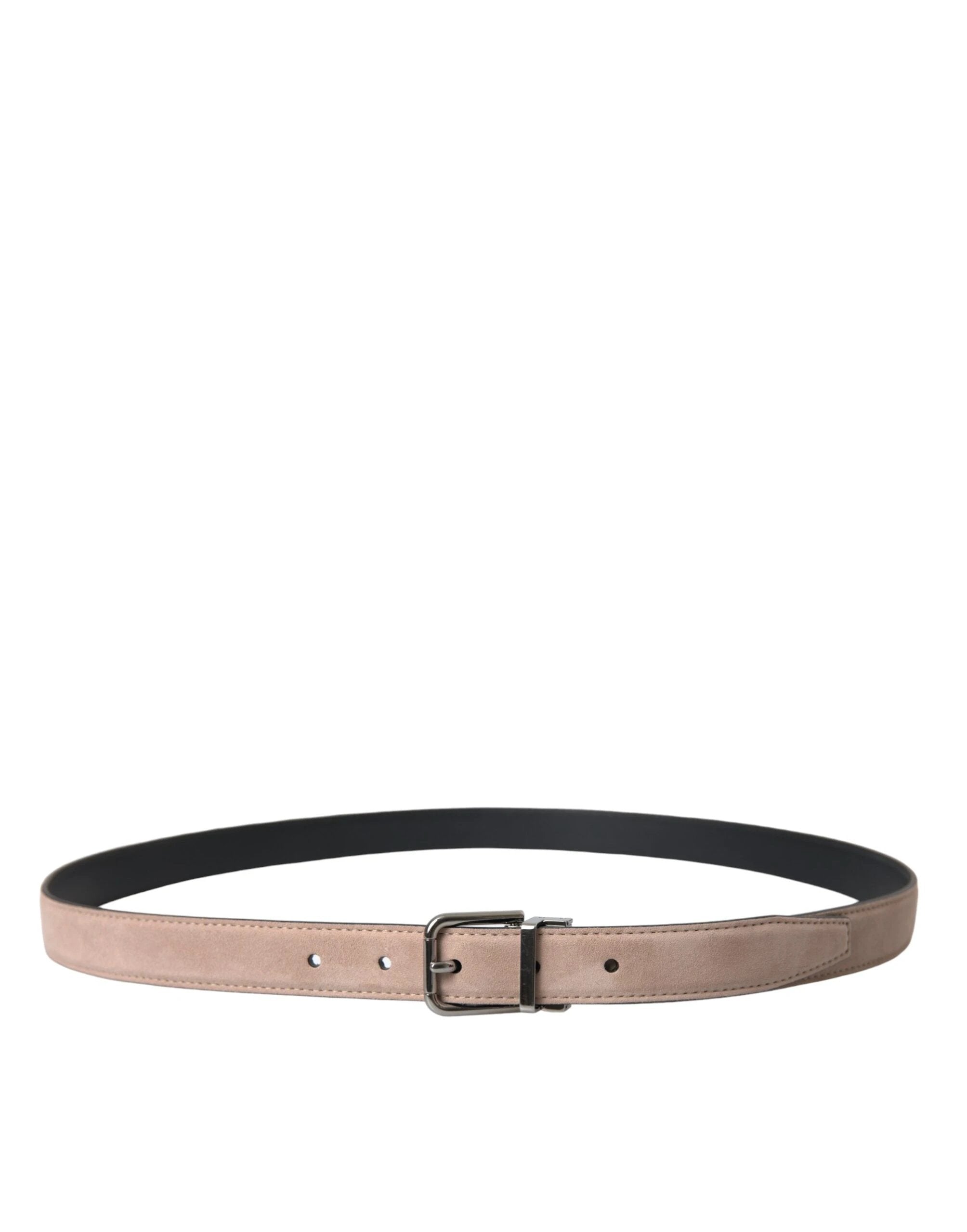 Dolce & Gabbana Beige Suede Leather Silver Buckle Belt Men by Dolce & Gabbana