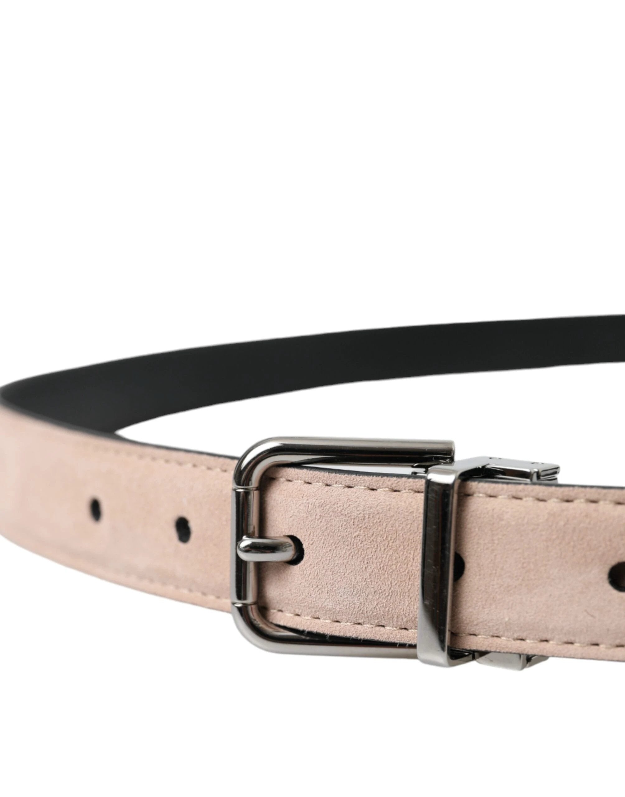 Dolce & Gabbana Beige Suede Leather Silver Buckle Belt Men by Dolce & Gabbana