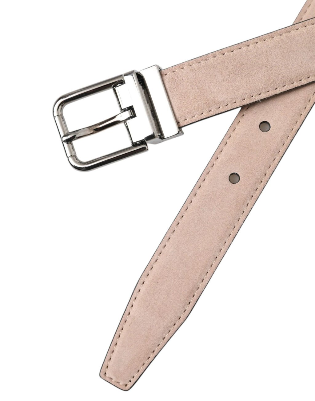 Dolce & Gabbana Beige Suede Leather Silver Buckle Belt Men by Dolce & Gabbana