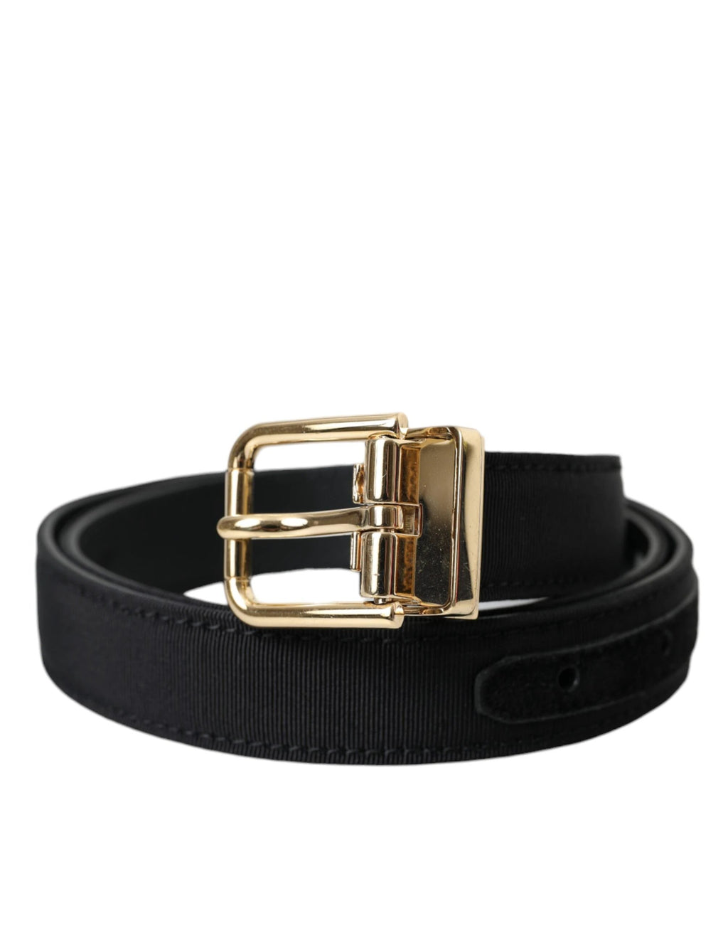 Dolce & Gabbana Black Gros Grain Gold Metal Buckle Belt Men by Dolce & Gabbana