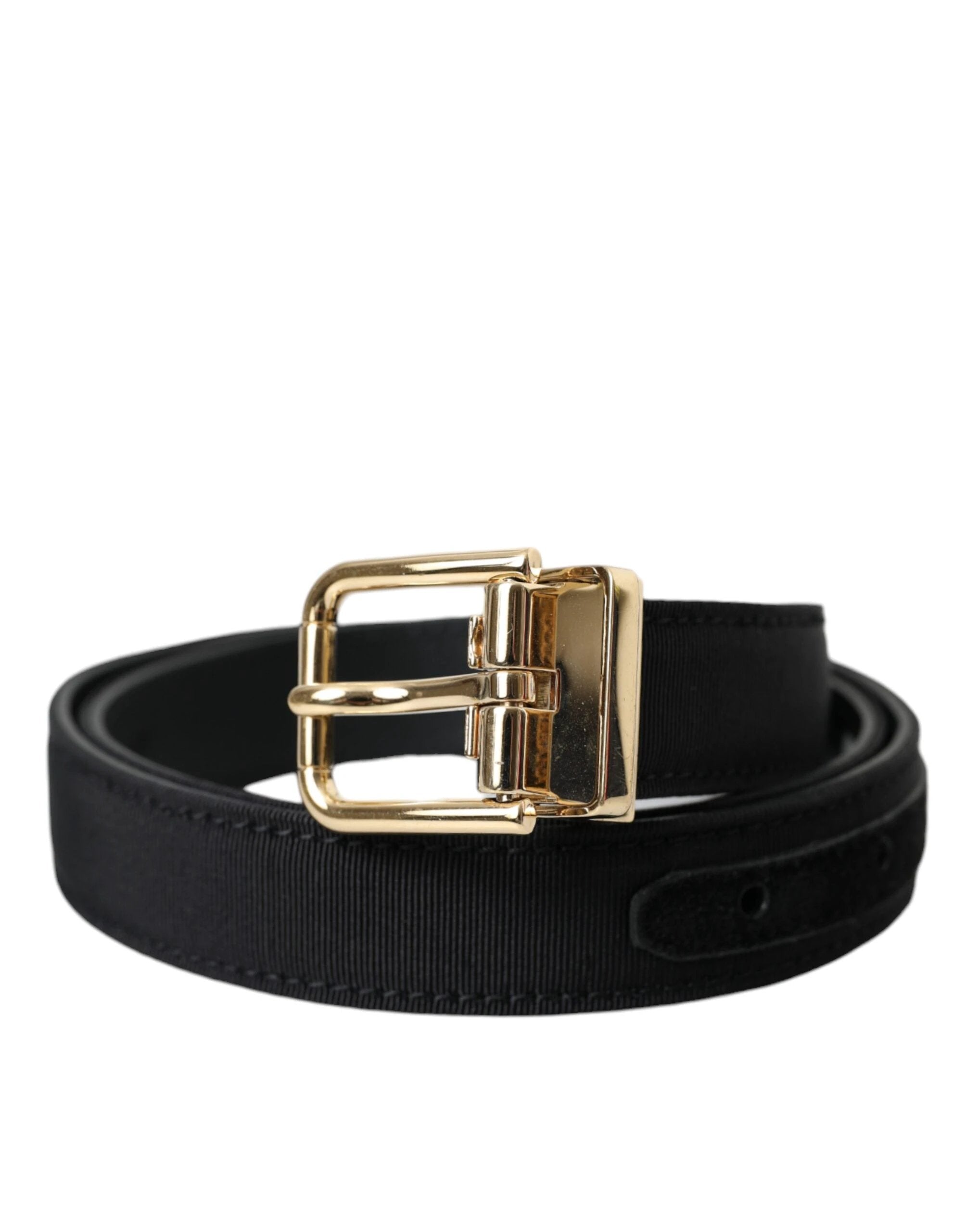 Dolce & Gabbana Black Gros Grain Gold Metal Buckle Belt Men by Dolce & Gabbana
