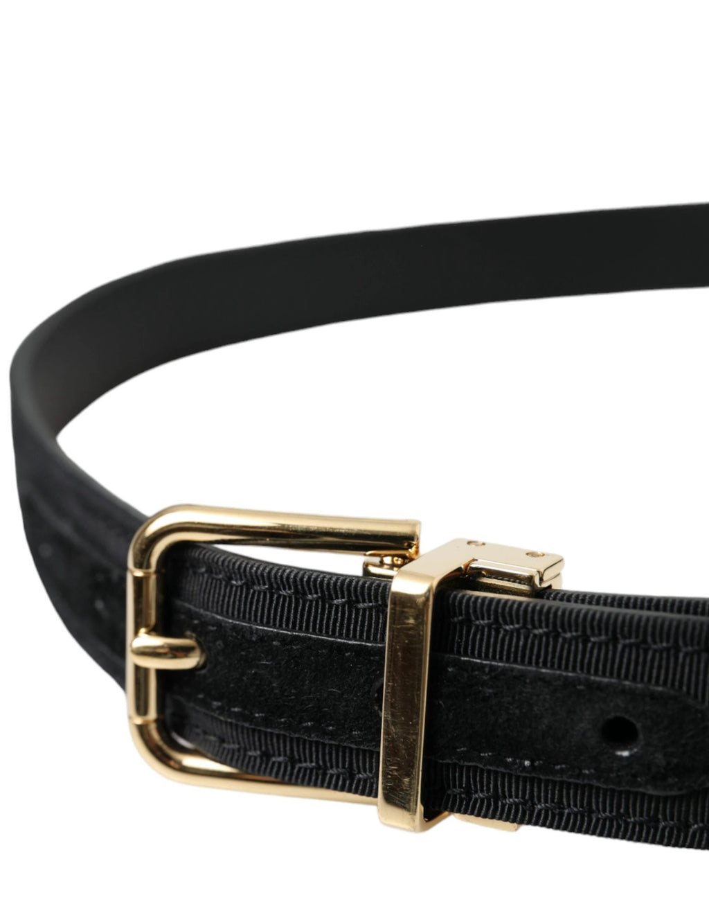 Dolce & Gabbana Black Gros Grain Gold Metal Buckle Belt Men by Dolce & Gabbana