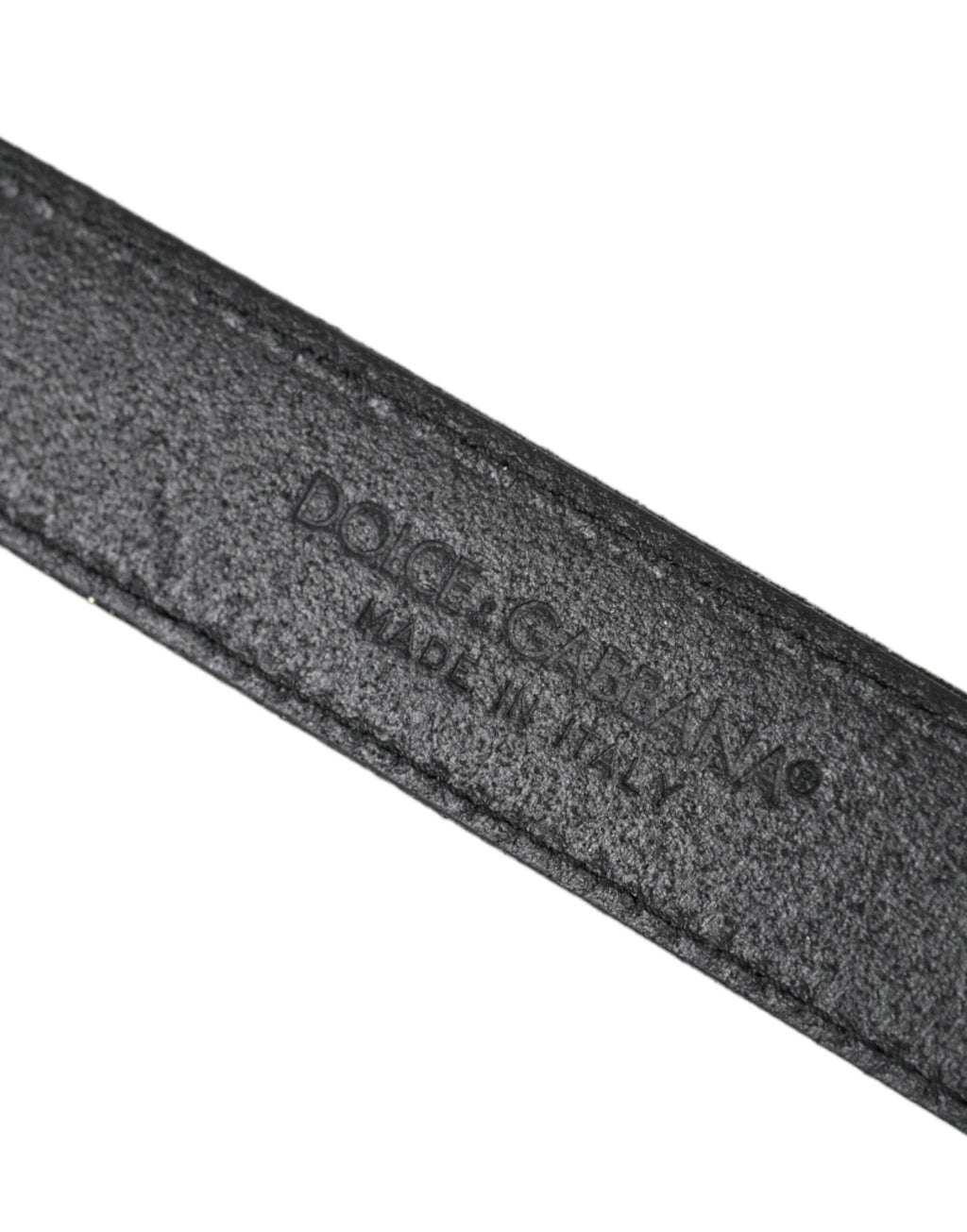 Dolce & Gabbana Black Glittered Leather Silver Buckle Belt by Dolce & Gabbana