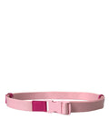 Dolce & Gabbana Pink Canvas Stretch Plastic Buckle Women Belt by Dolce & Gabbana