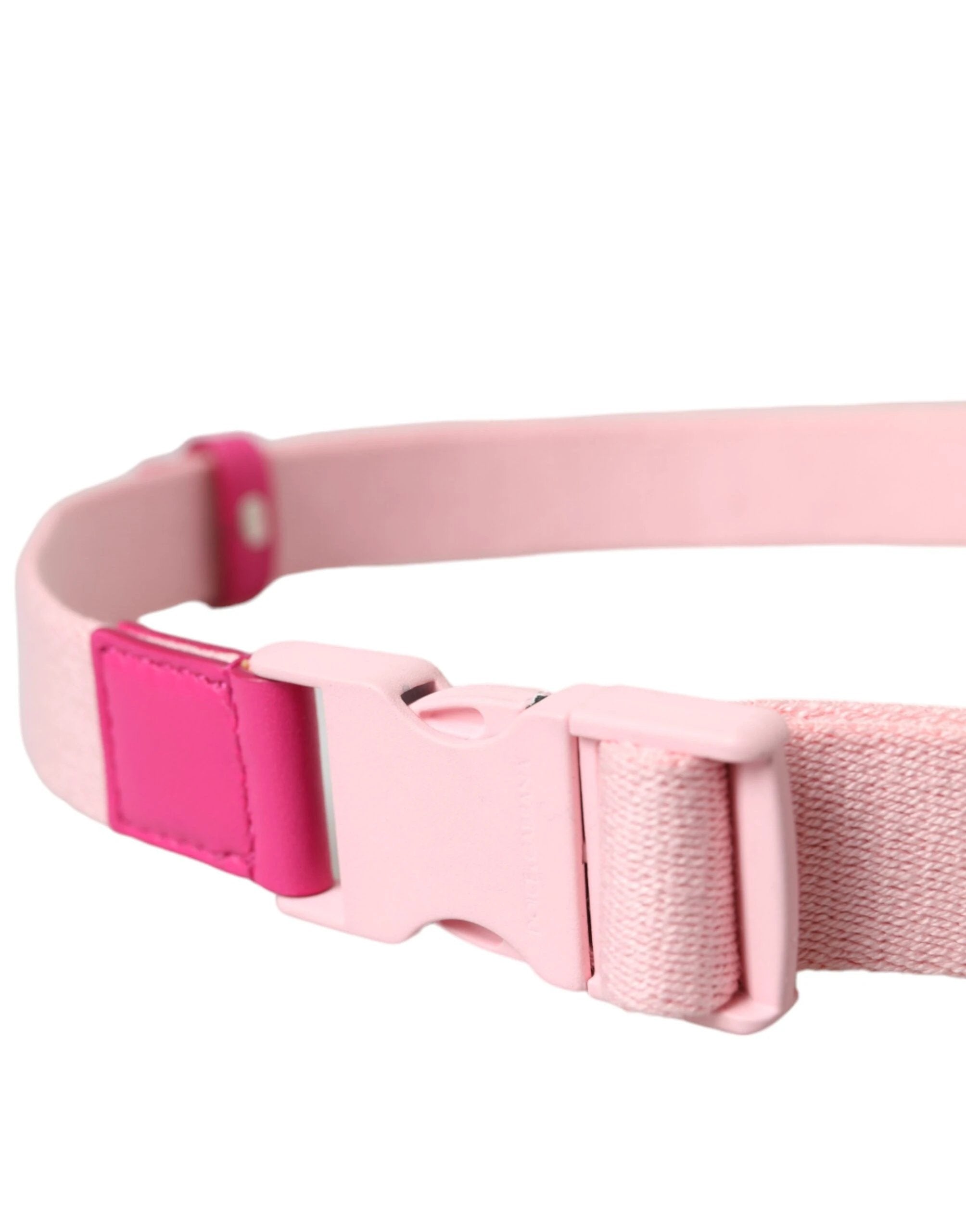 Dolce & Gabbana Pink Canvas Stretch Plastic Buckle Women Belt by Dolce & Gabbana