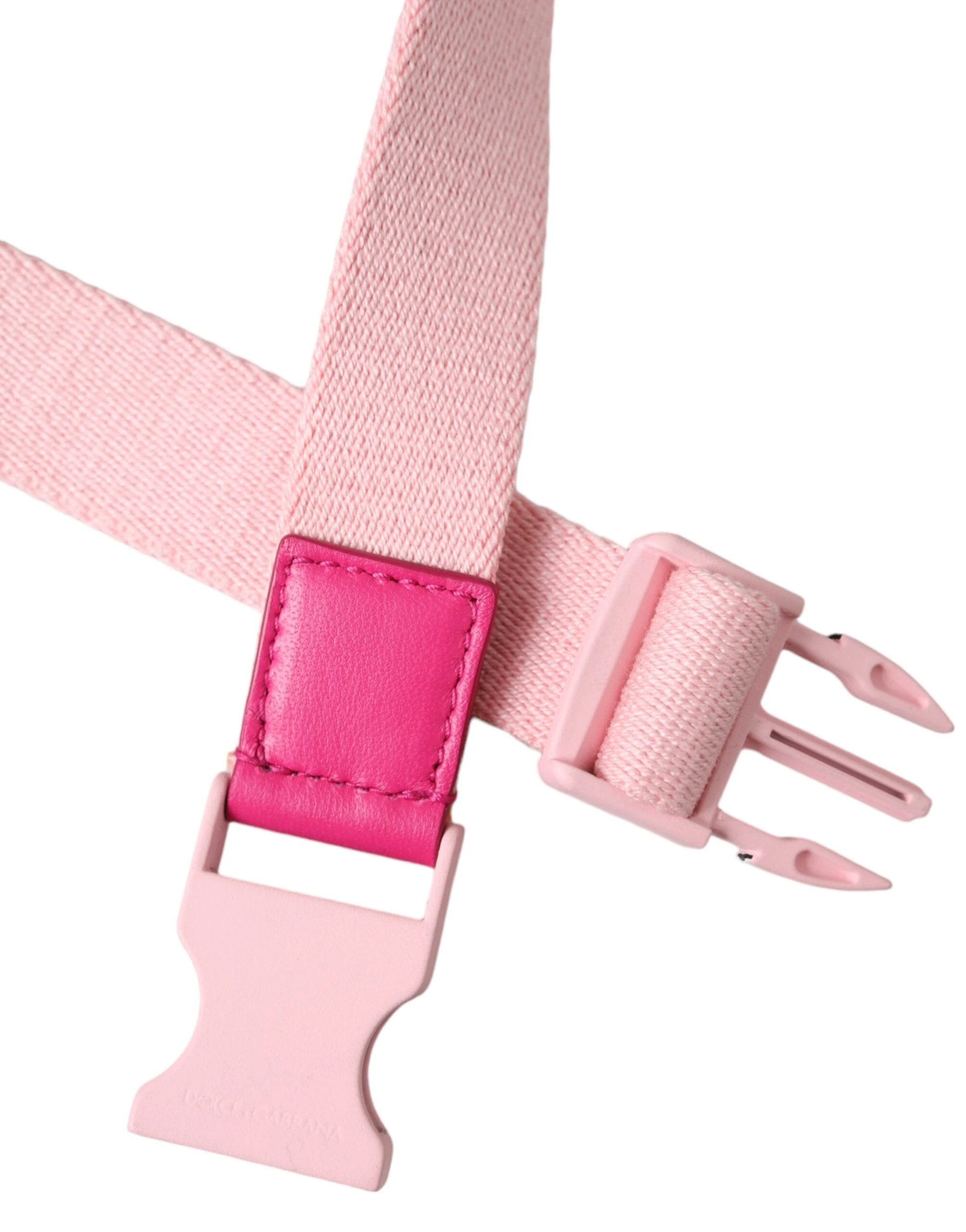 Dolce & Gabbana Pink Canvas Stretch Plastic Buckle Women Belt by Dolce & Gabbana
