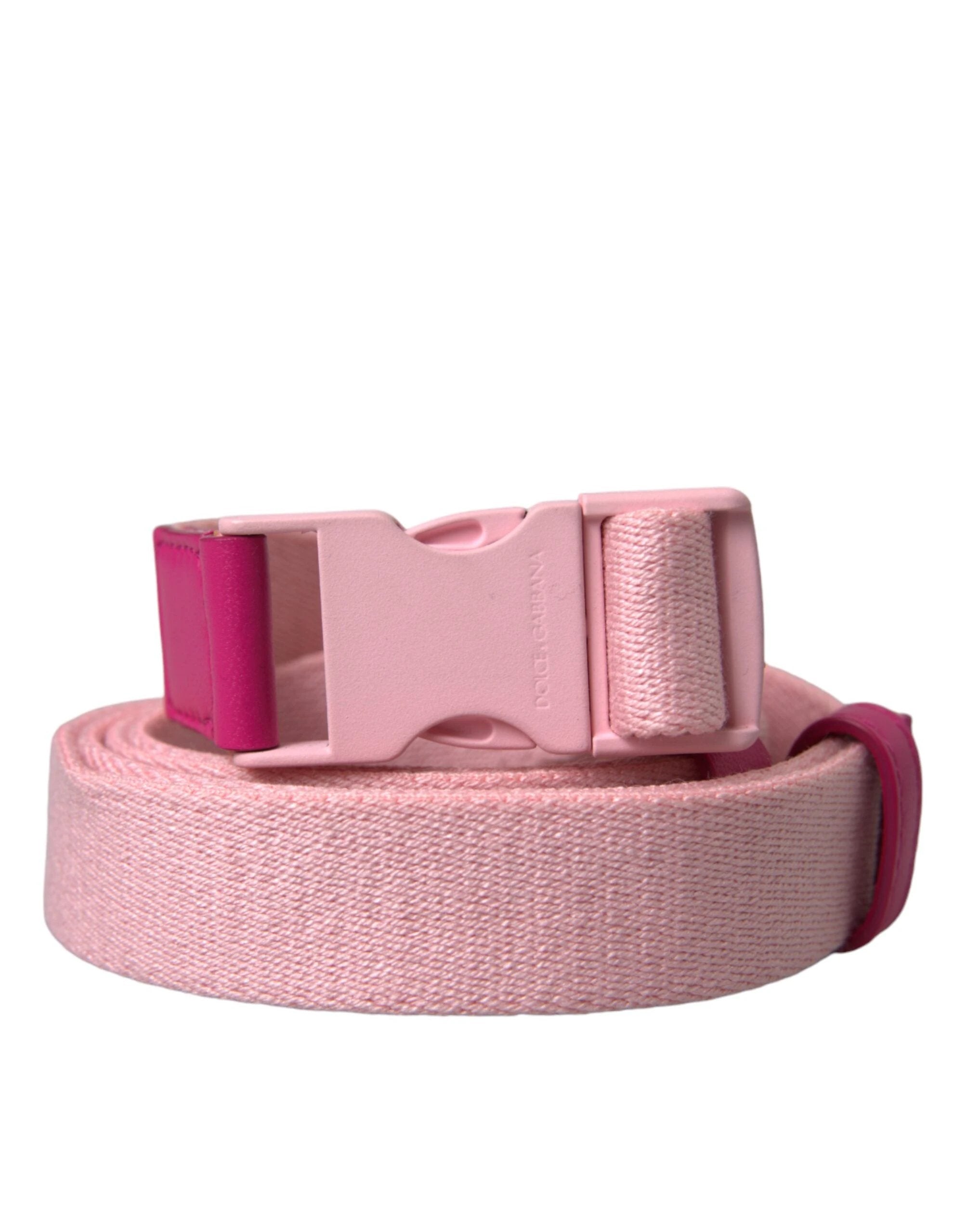 Dolce & Gabbana Pink Canvas Stretch Plastic Buckle Women Belt by Dolce & Gabbana