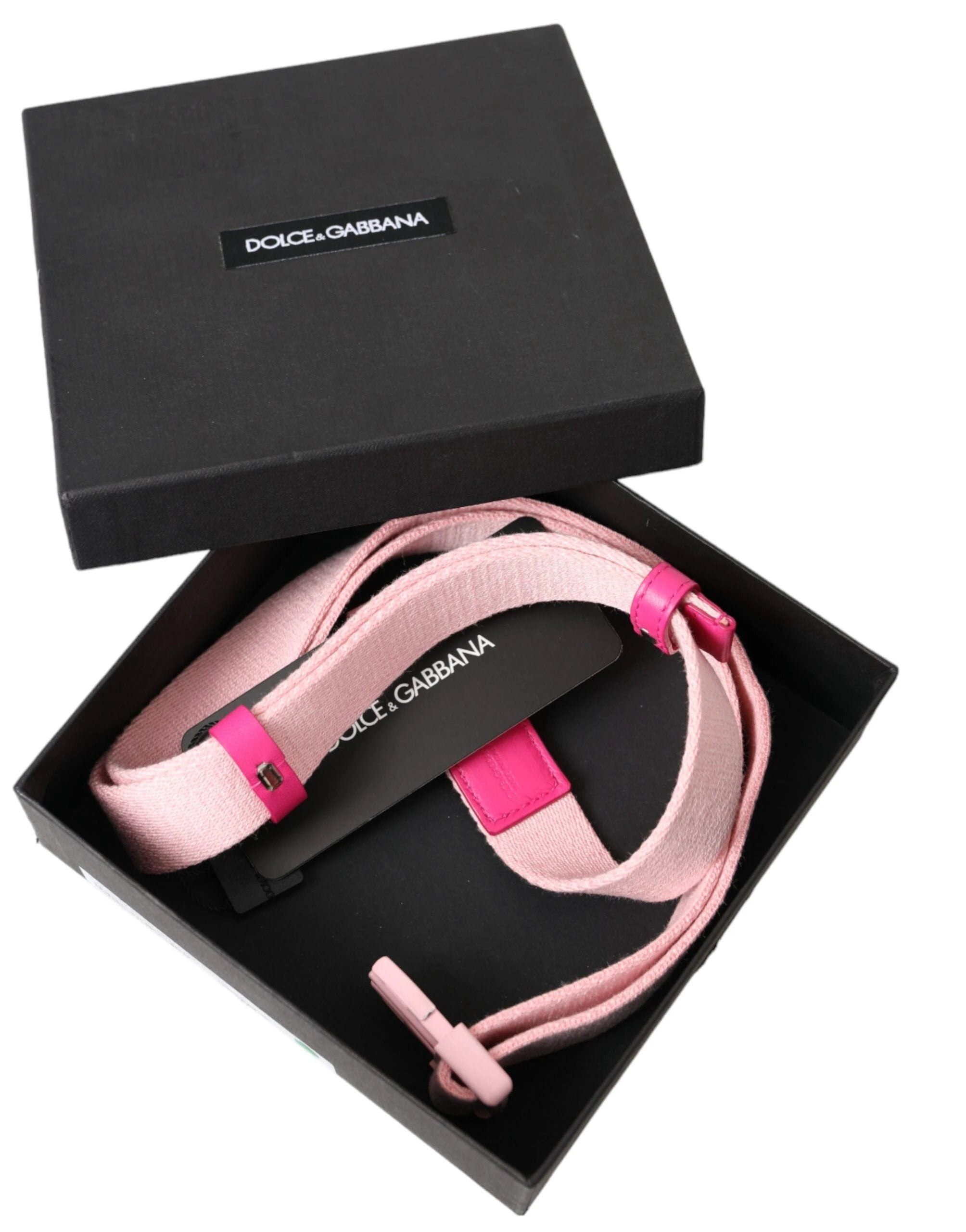 Dolce & Gabbana Pink Canvas Stretch Plastic Buckle Women Belt by Dolce & Gabbana