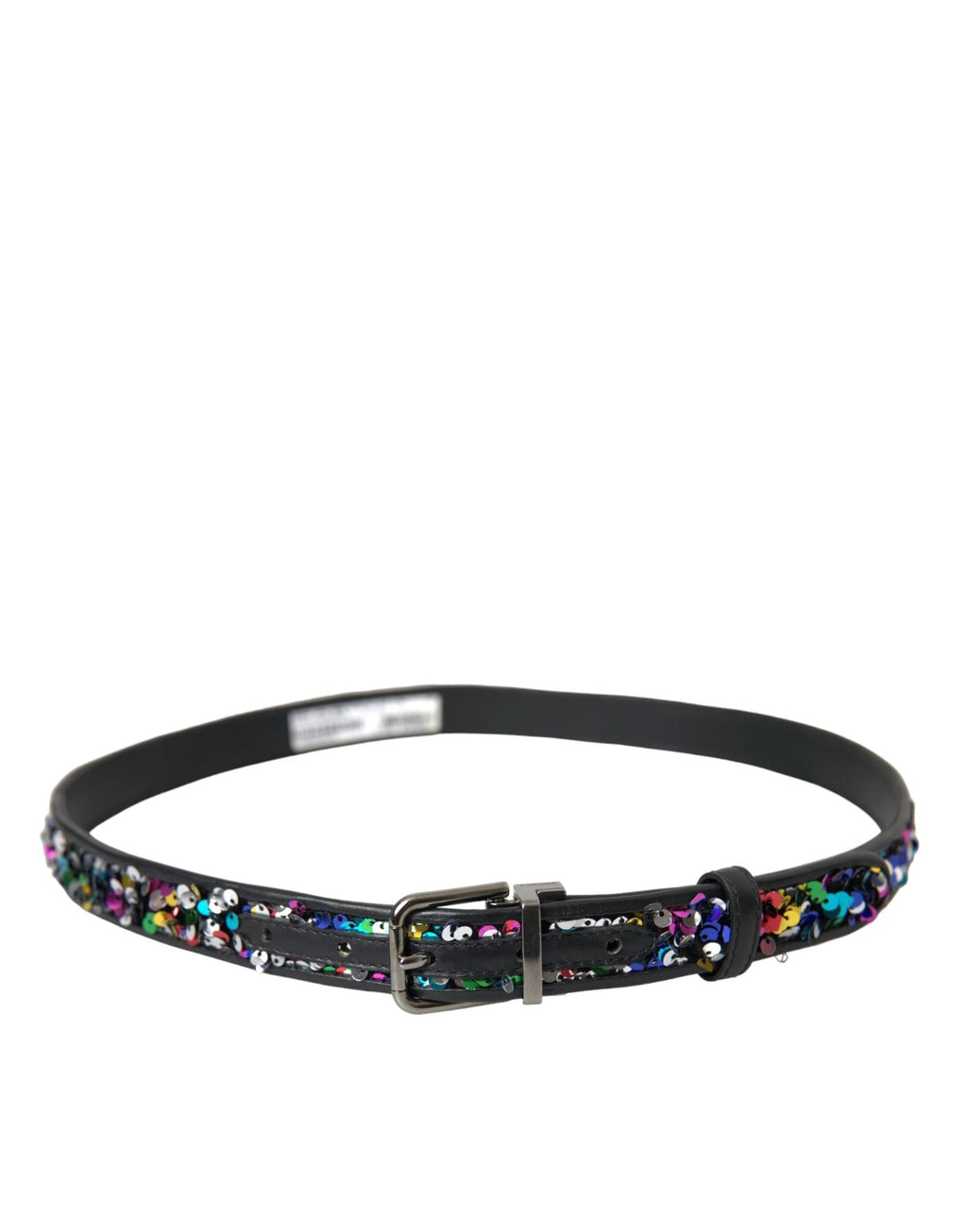 Dolce & Gabbana Black Sequined Silver Metal Buckle Women Belt by Dolce & Gabbana
