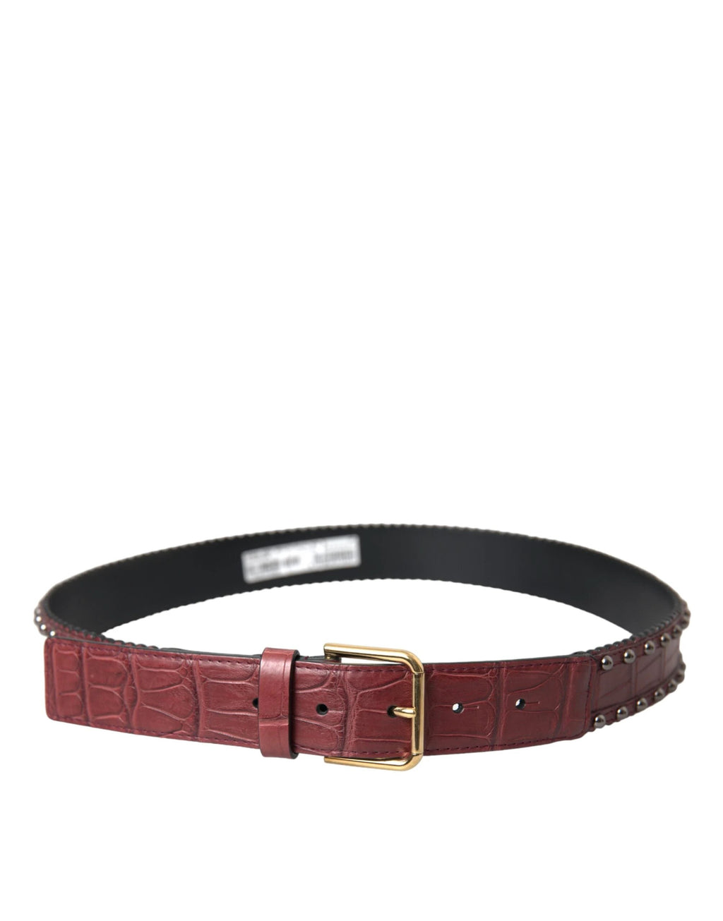 Dolce & Gabbana Brown Alligator Leather Studded Metal Buckle Belt by Dolce & Gabbana