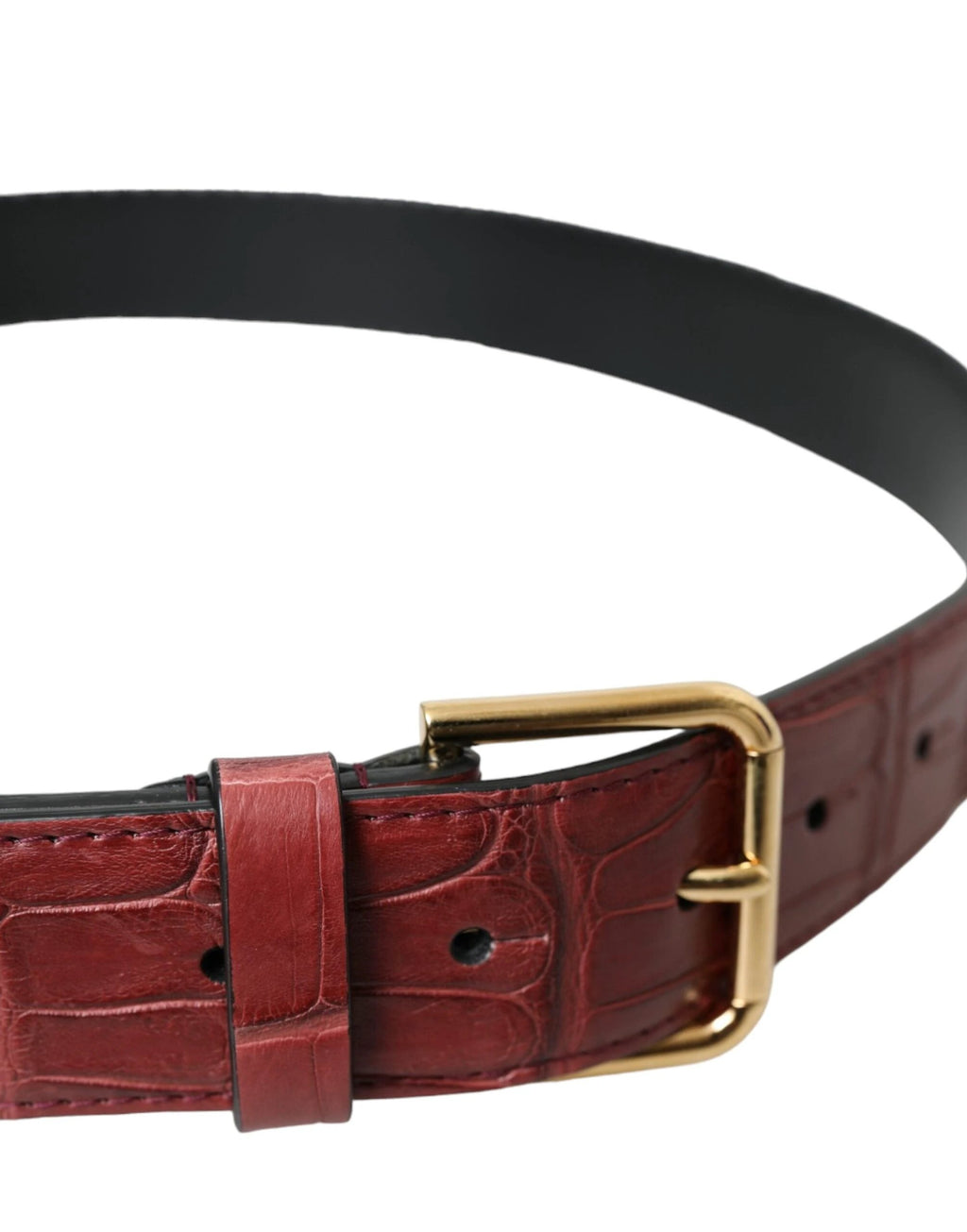 Dolce & Gabbana Brown Alligator Leather Studded Metal Buckle Belt by Dolce & Gabbana