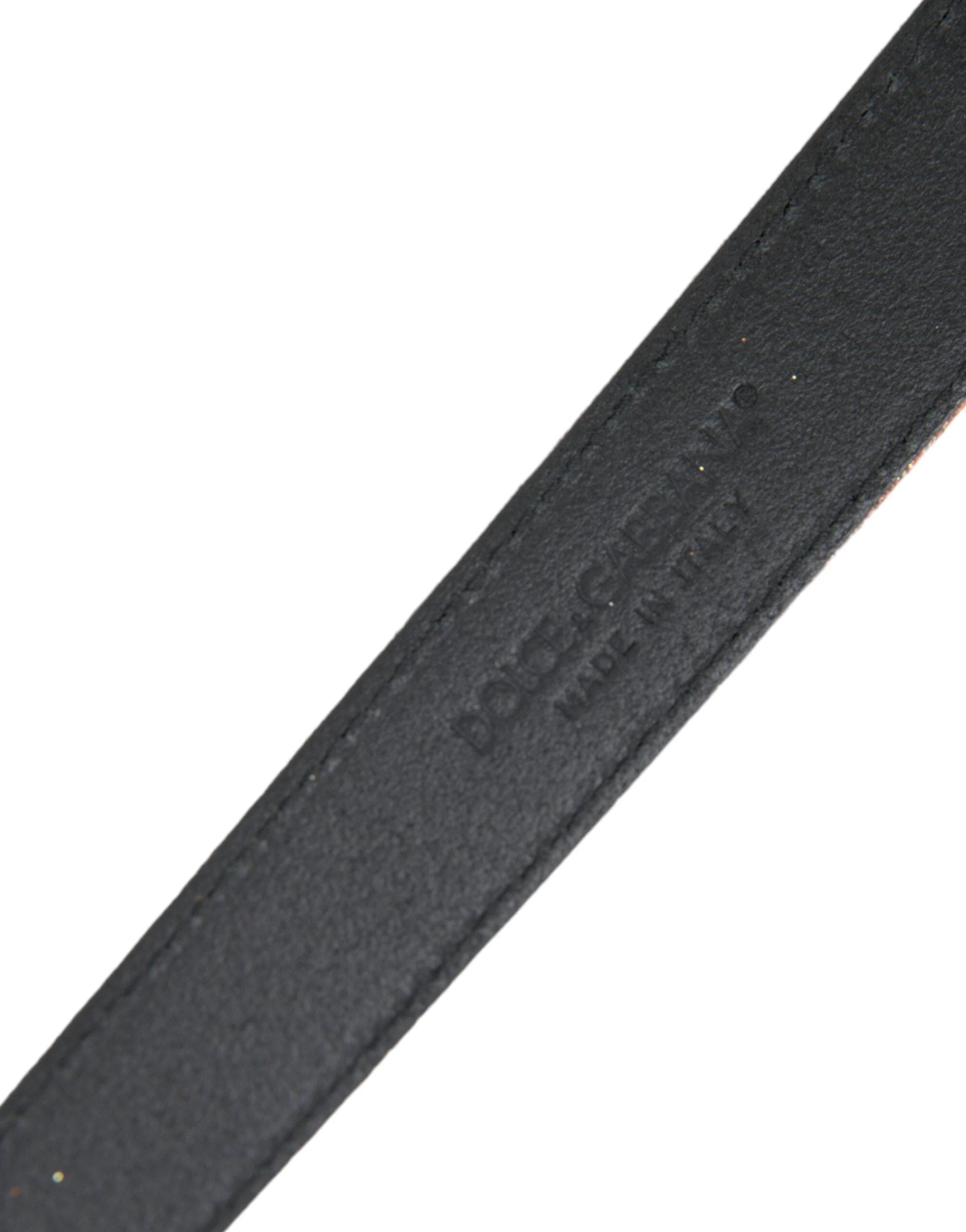 Dolce & Gabbana Gold Glitter Leather Silver Metal Buckle Belt by Dolce & Gabbana