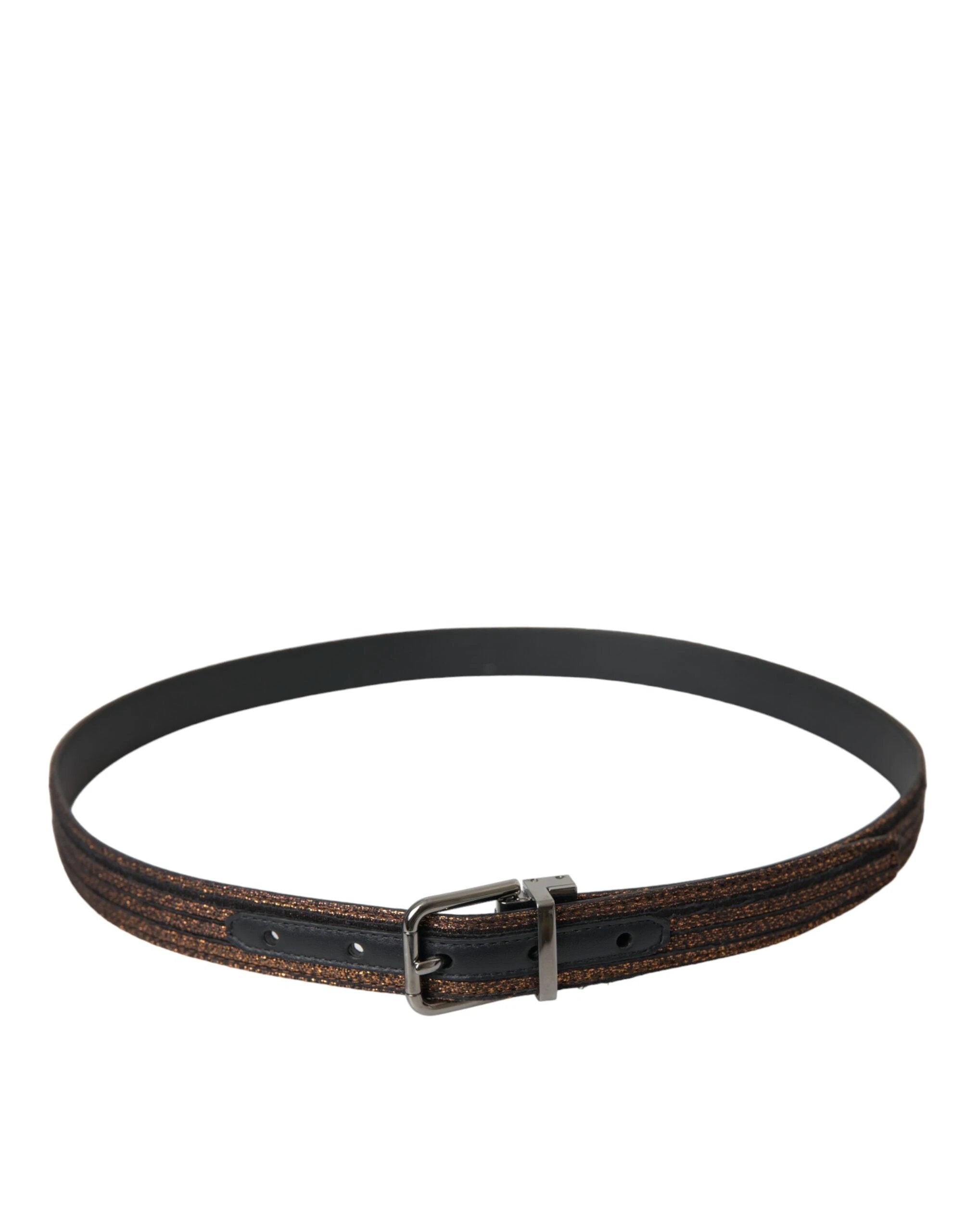 Dolce & Gabbana Gold Jacquard Stripes Silver Metal Buckle Belt by Dolce & Gabbana