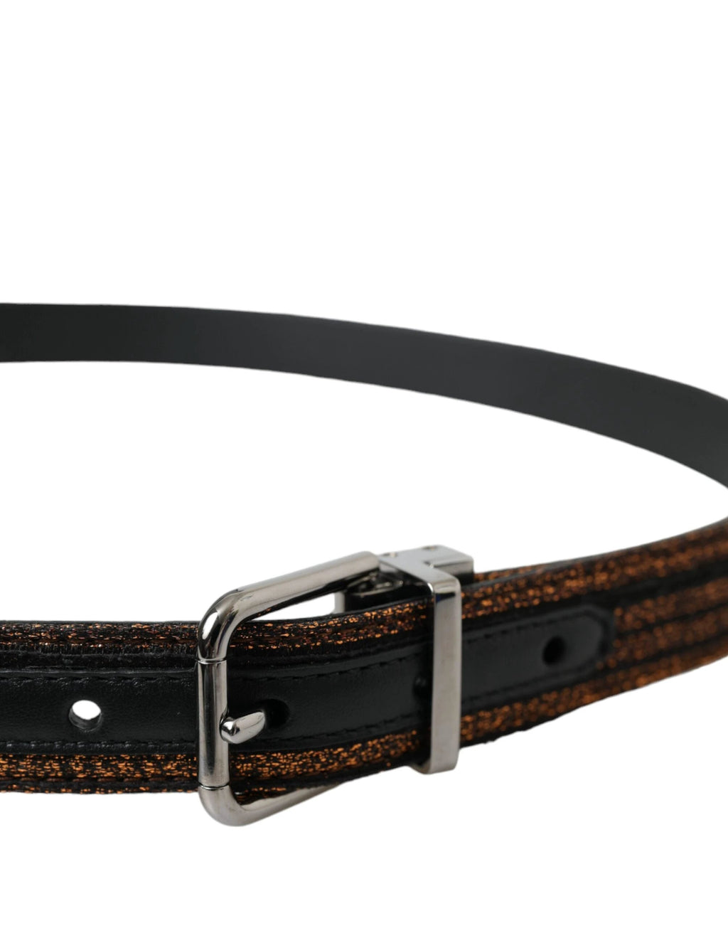 Dolce & Gabbana Gold Jacquard Stripes Silver Metal Buckle Belt by Dolce & Gabbana