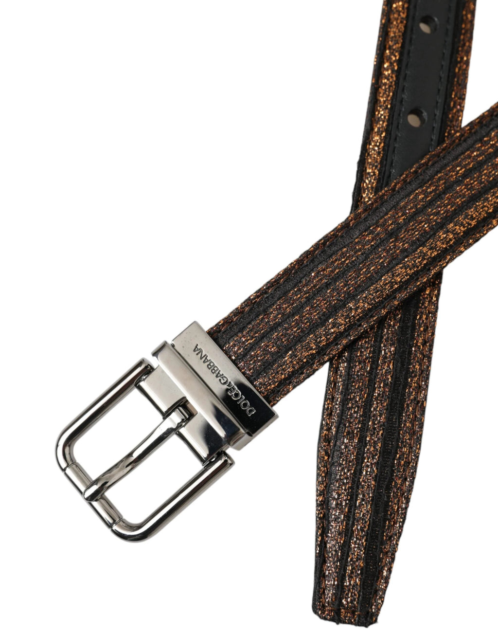 Dolce & Gabbana Gold Jacquard Stripes Silver Metal Buckle Belt by Dolce & Gabbana