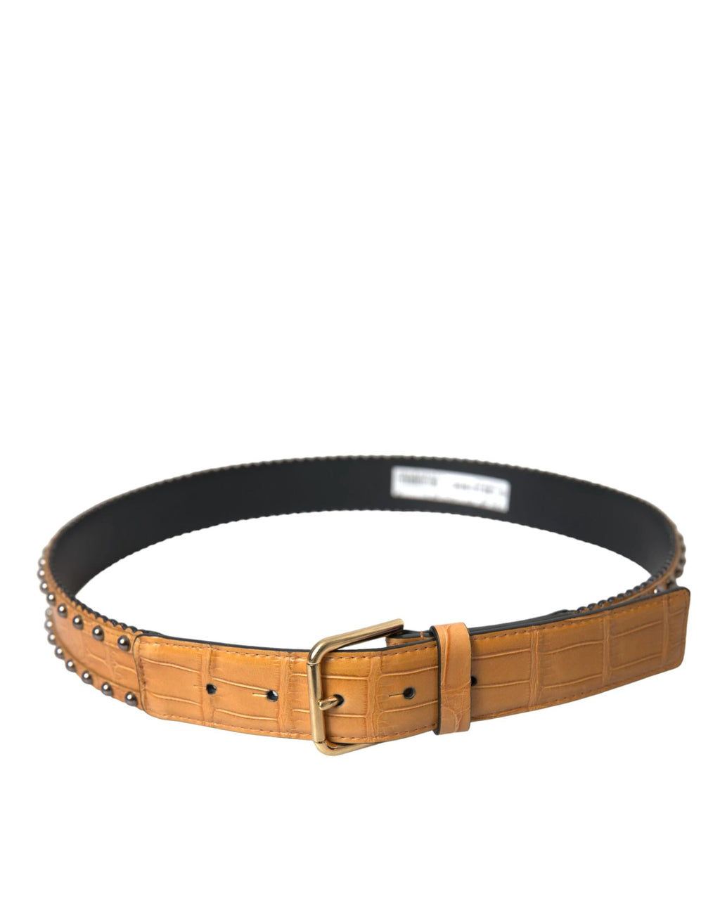 Dolce & Gabbana Beige Alligator Leather Studded Metal Buckle Belt by Dolce & Gabbana