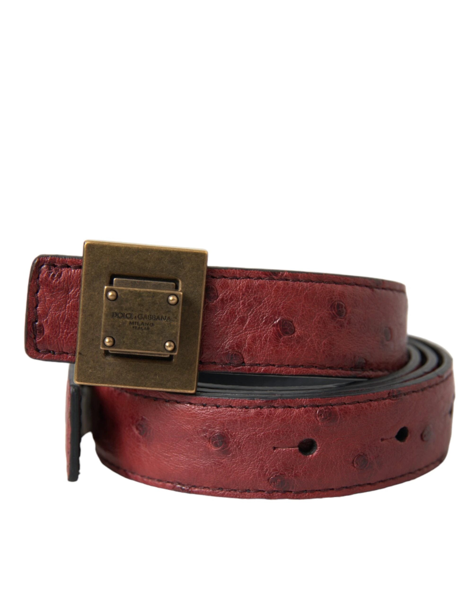 Dolce & Gabbana Brown Leather Square Metal Buckle Belt by Dolce & Gabbana